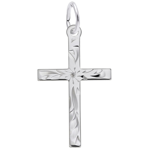 Sterling Silver Polished/Etched Reversible Medium Cross