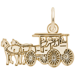 14KY Flat Horse & Carriage Charm