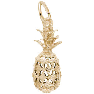 14KY Textured Pineapple Charm 9.2 mm x 21.56 mm
