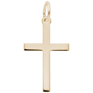14KY Medium Polished Cross 13.16x18.61 mm