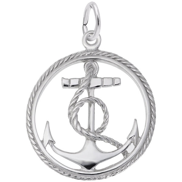 Sterling Silver Rope Edge Anchor Charm