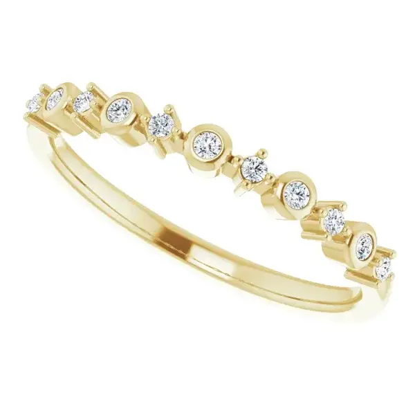 14K Yellow Gold Sparkle Stackable Diamond .09ct Size 7