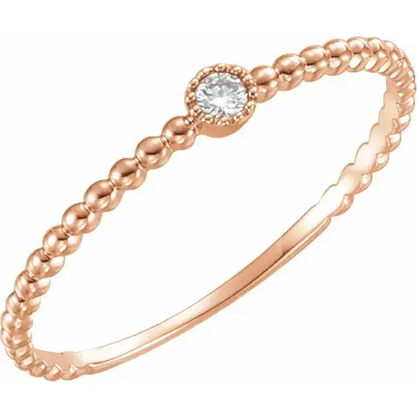 14K Rose Gold Favorite .03ct Diamond Stackable Size 7