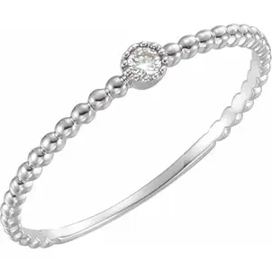14K White Gold Favorite .03ct Diamond Stackable Size 7