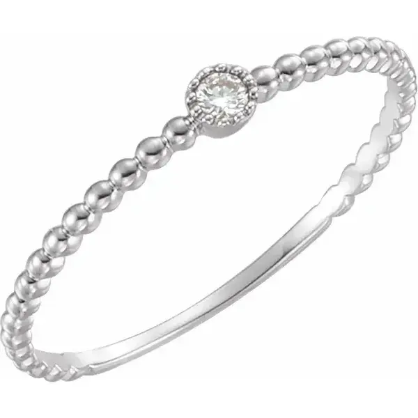 14K White Gold Favorite .03ct Diamond Stackable Size 7