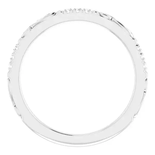 14K White Gold .1ct Diamond Victorian Stackable Ring Size 7