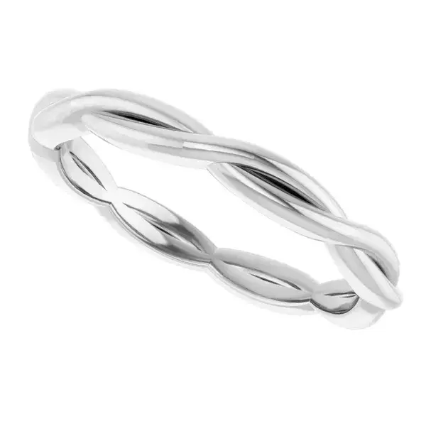 14K White Gold Woven Band Ring Size 7