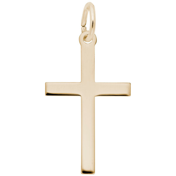 14K Yellow Gold Polished/Etched Reversible Medium Cross