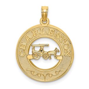 14KY Chas Horse & Carriage Disc Charm