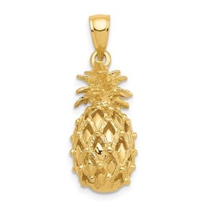 14KY 27x13mm Textured 3-D Pineapple Charm