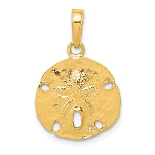 14KY 21x15.4mm Polished Sand Dollar Pendant