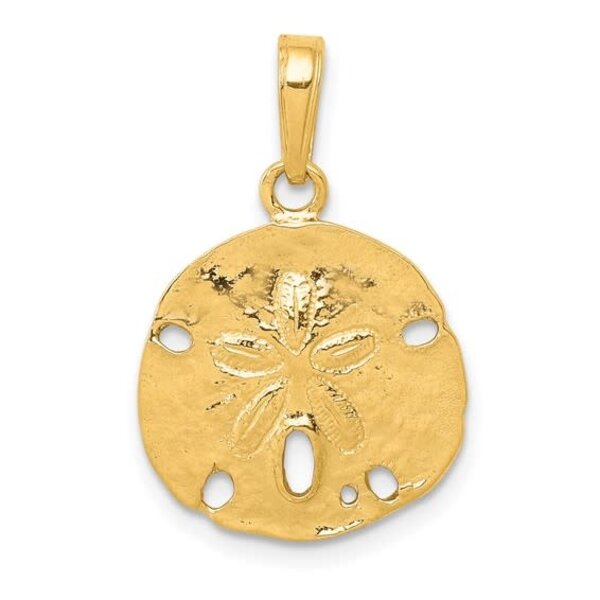 14K Yellow Gold Polished Sand Dollar Pendant 21x15.4mm
