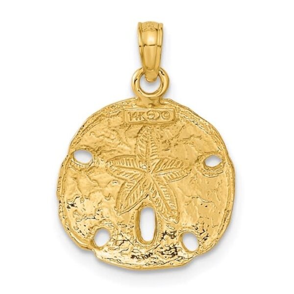 14K Yellow Gold Polished Sand Dollar Pendant 21x15.4mm
