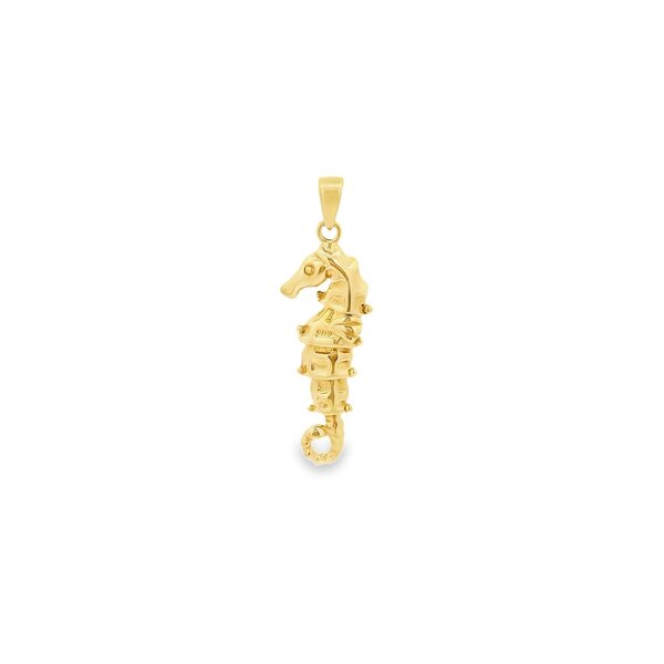 14K Yellow Gold Articulated Sea Horse Charm 30x9mm