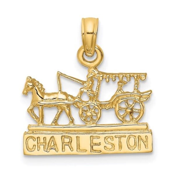 14K Yellow Gold Charleston Horse & Carriage Charm