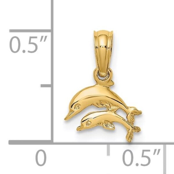 14K Yellow Gold Mini Double Dolphin Charm 6x9mm