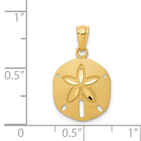 14K Yellow Gold 20x13mm Diamond Cut Satin Textured Sand Dollar Charm