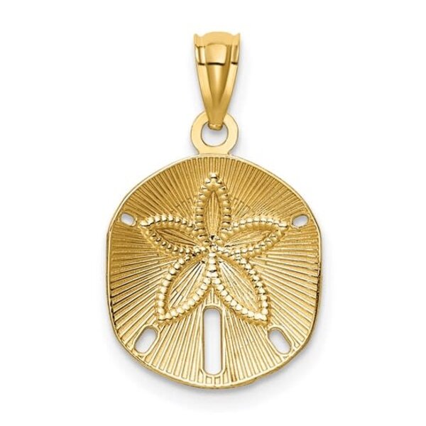 14K Yellow Gold 20x13mm Diamond Cut Satin Textured Sand Dollar Charm