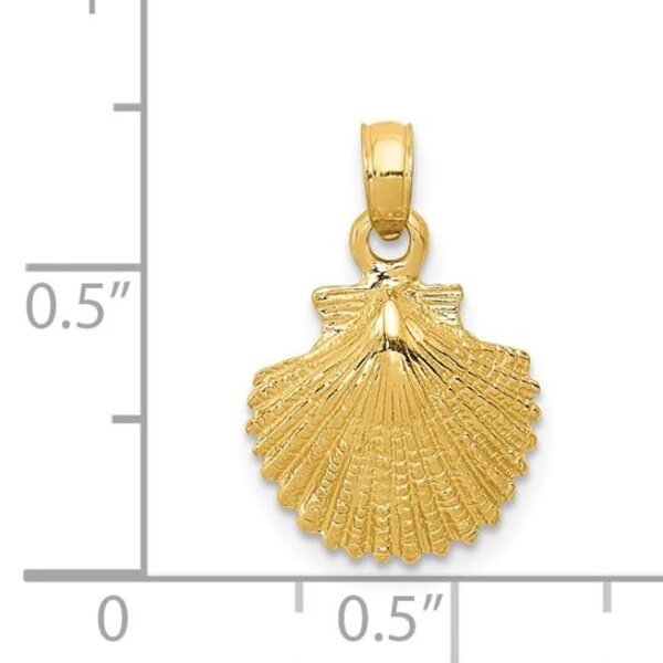 14K Yellow Gold 19x12mm Textured Scallop Shell Charm
