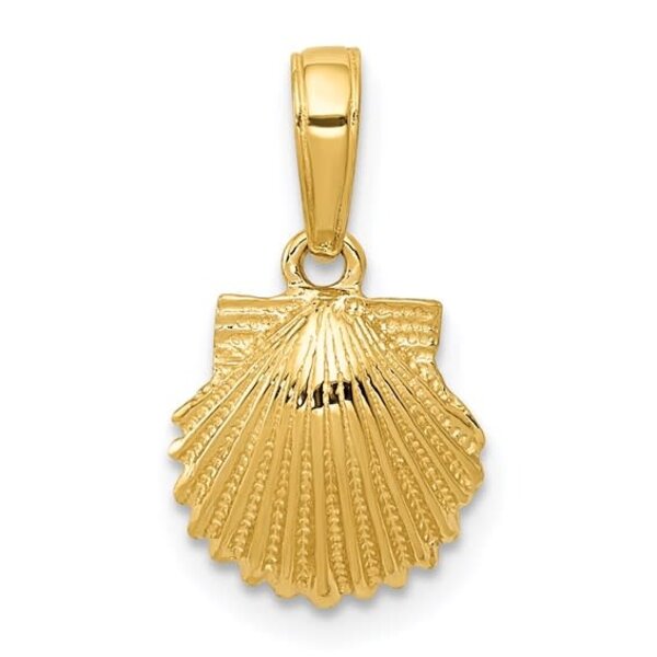 14K Yellow Gold Small Textured Scallop Shell Charm 17x10mm