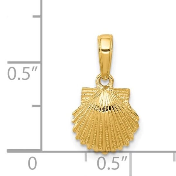 14K Yellow Gold Small Textured Scallop Shell Charm 17x10mm