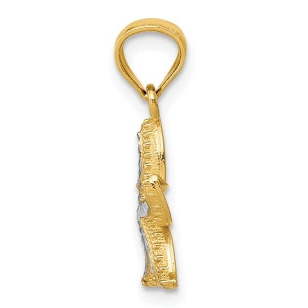 14K Yellow and White Gold 19x12mm Starfish Charm