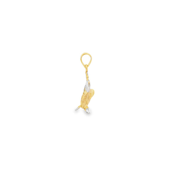 14K Yellow and White Gold Diamond Cut Brushed Koi Fish Charm 21x17mm