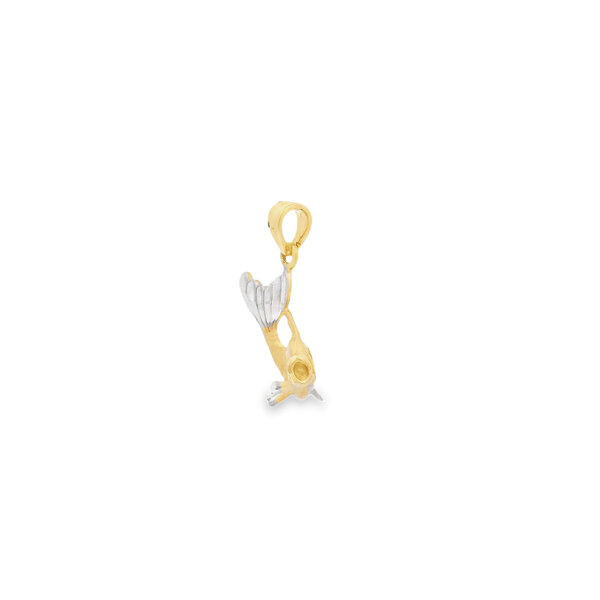 14K Yellow and White Gold Diamond Cut Brushed Koi Fish Charm 21x17mm