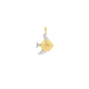 14KYW 22x14mm Textured Angelfish Charm