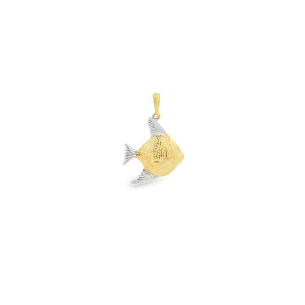 14K Yellow and White Gold 22x14mm Textured Angelfish Charm