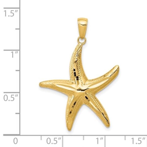 14K Yellow Gold Diamond Cut Polished Starfish 34x26mm