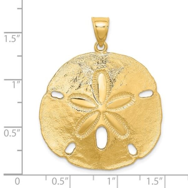 14K Yellow Gold 40X37mm Textured Sand Dollar Charm
