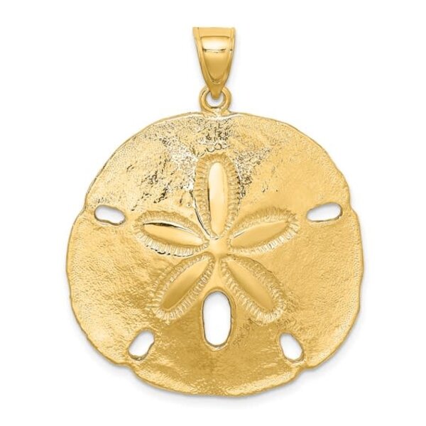 14K Yellow Gold 40X37mm Textured Sand Dollar Charm