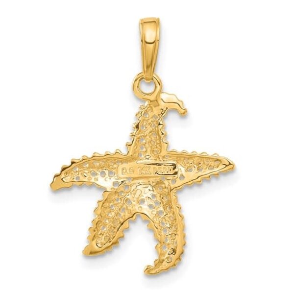 14K Yellow Gold 24x19mm Textured Starfish Charm