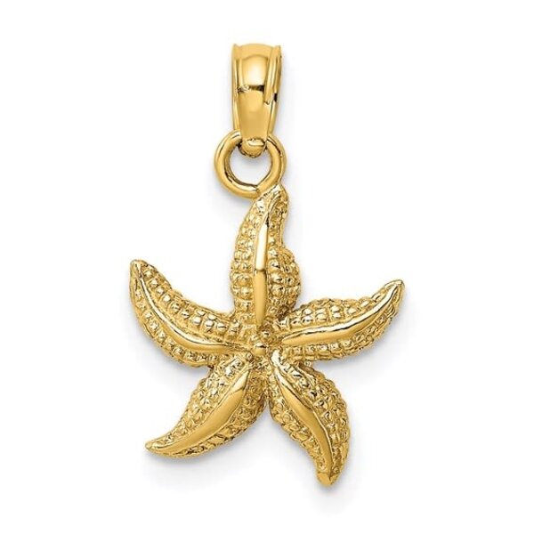 14K Yellow Gold 17x12mm Textured Starfish Charm