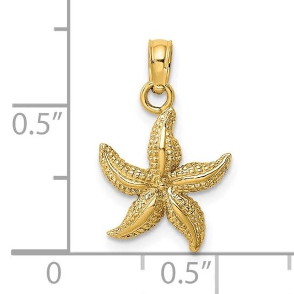14K Yellow Gold 17x12mm Textured Starfish Charm