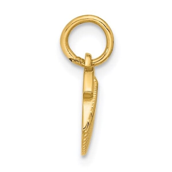14K Yellow Gold 15x9mm Textured Flat Shell Charm