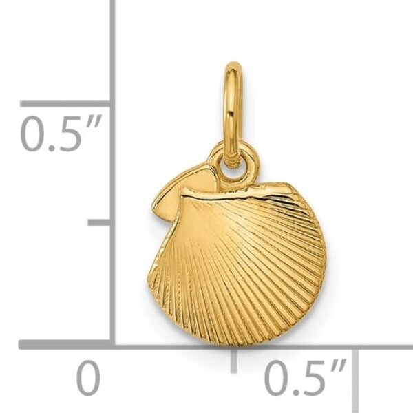 14K Yellow Gold 15x9mm Textured Flat Shell Charm