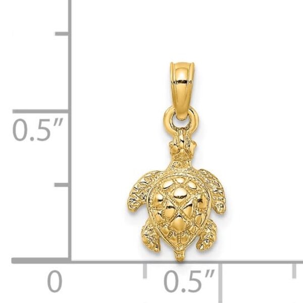 14K Yellow Gold 16x8.8mm Textured Sea Turtle Charm