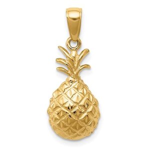 14KY Textured Pineapple Charm