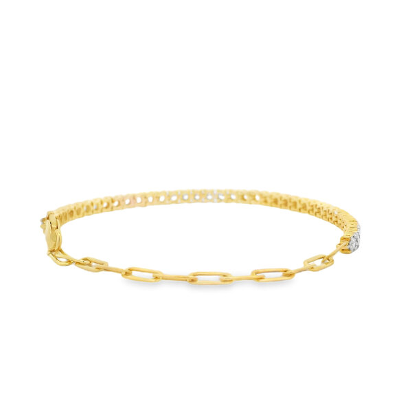14K Yellow Gold 3mm Paperclip 2ct Lab Tennis Bracelet 7"