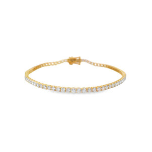 14KY 3ct Round Cut Lab Diamond Tennis Bracelet 7"