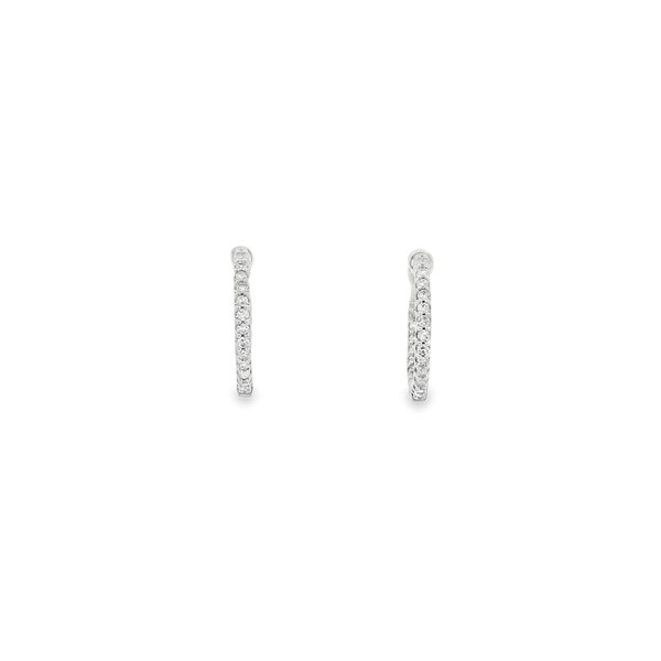 14K White Gold .25ct Diamond 1.5x13.5mm Inside Out Huggie Hoops