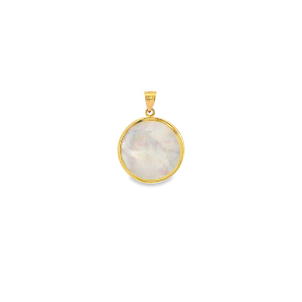 14K Yellow Gold Mother of Pearl Pirate Gate Pendant