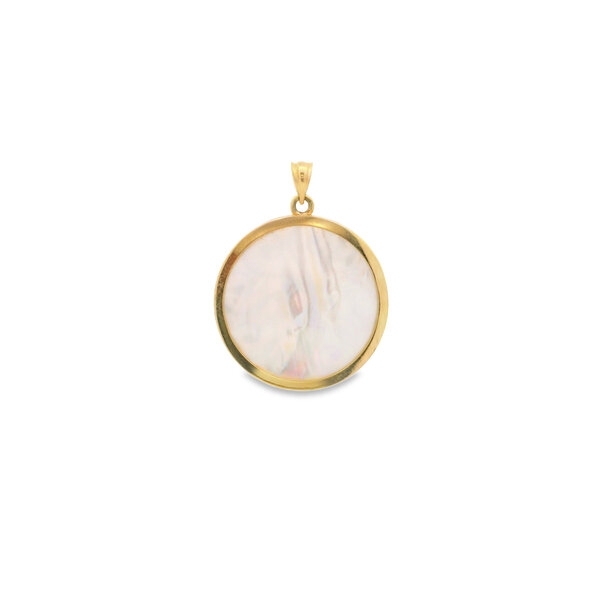 14K Yellow Gold Mother of Pearl Pirate Gate Pendant