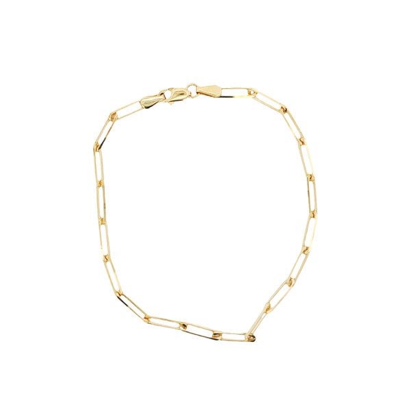 14K Yellow Gold 2.7mm Paperclip Bracelet 7"