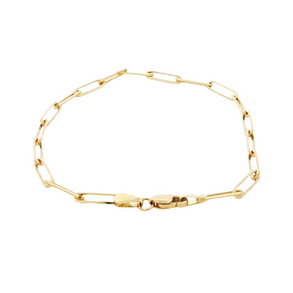 14K Yellow Gold 2.7mm Paperclip Bracelet 7"