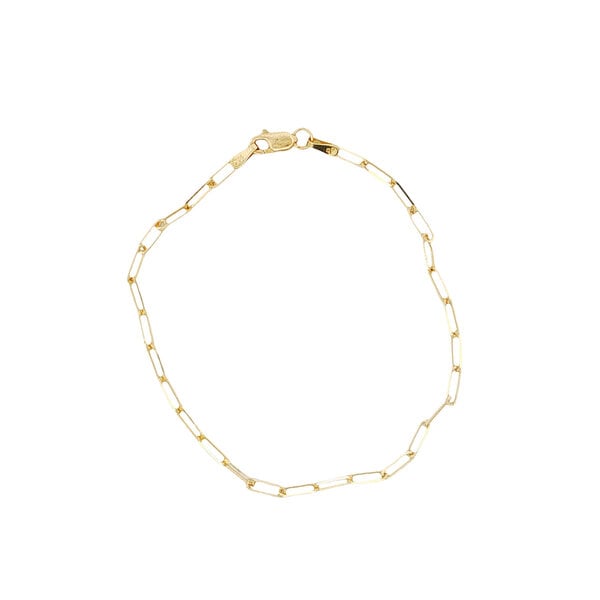 14K Yellow Gold 1.7mm Paperclip Bracelet 6.5"