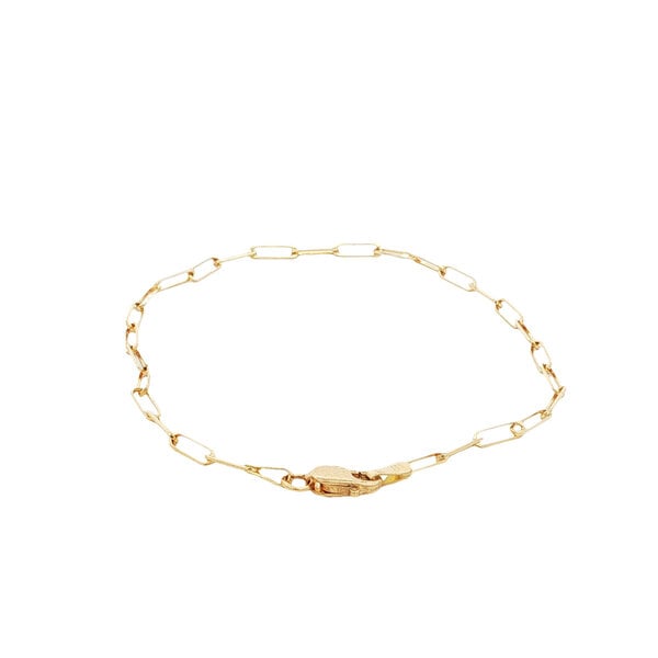 14K Yellow Gold 1.7mm Paperclip Bracelet 6.5"