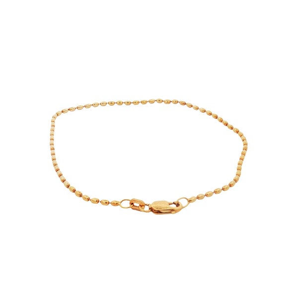 14K Yellow Gold Polished 1.5mm Rice Bead Bracelet
